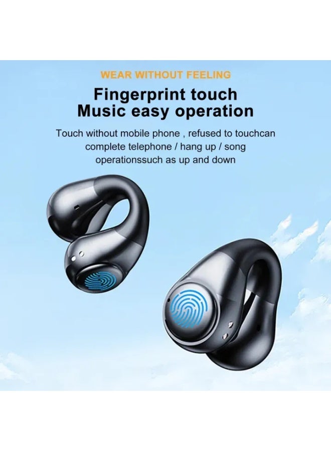 Clip-On Open Ear Wireless Earbuds - Bluetooth 5.3 TWS Headphones with Digital Display Case - Painless Wear Bone Conduction Concept - 24H Playtime & Low Latency for Gaming - IPX5 Waterproof Sports Earphones - Image 2
